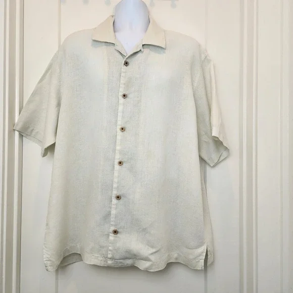 Tommy Bahama‎ Linen Shirt Men XL Embroidered Logo Map Resortwear Cruise Vacation - Picture 2 of 16